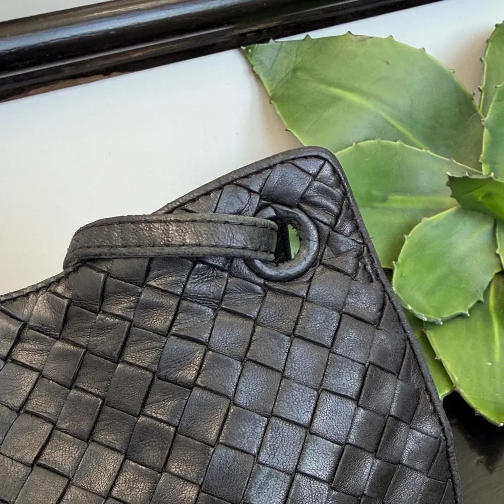 Bottega Veneta Black Intrecciato Leather Shoulder Bag